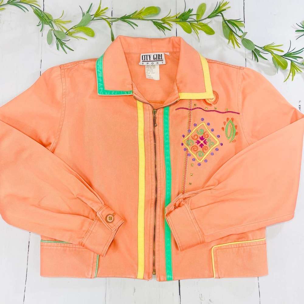 Vintage City Girl Sport Pink/Peach Jacket (Sz 6)
